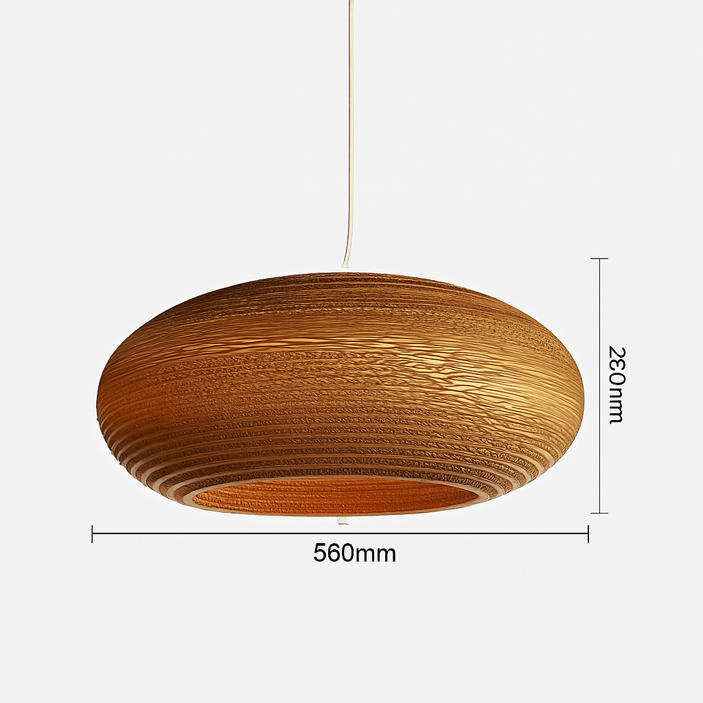 Japandi Paper Pendant Light | Brown Kraft Paper Hanging Lamp in 12 Shapes for Dining & Living Room