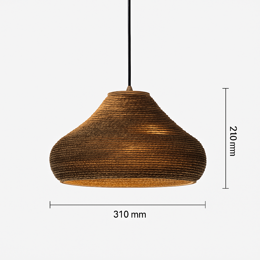 Japandi Paper Pendant Light | Brown Kraft Paper Hanging Lamp in 12 Shapes for Dining & Living Room