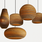 Japandi Paper Pendant Light | Brown Kraft Paper Hanging Lamp in 12 Shapes for Dining & Living Room