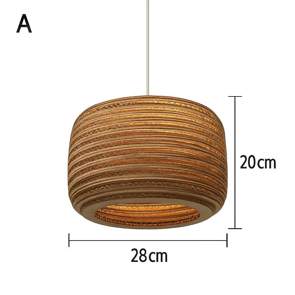 Japandi Paper Pendant Light | Brown Kraft Paper Hanging Lamp in 12 Shapes for Dining & Living Room