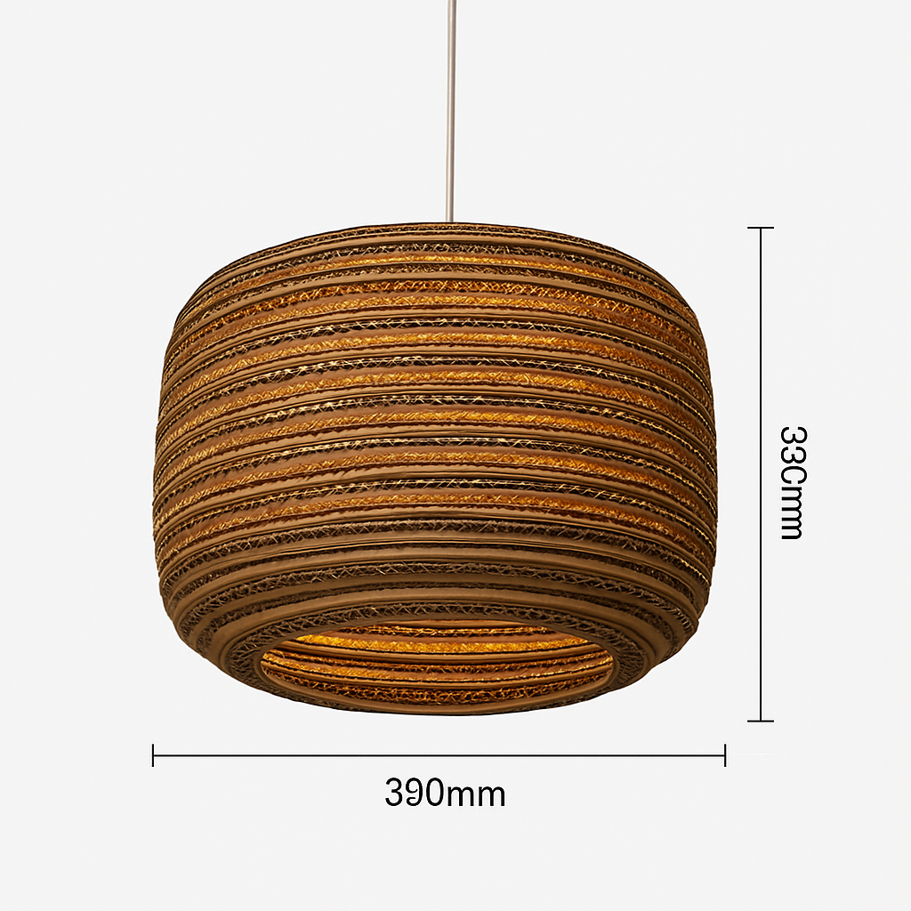 Japandi Paper Pendant Light | Brown Kraft Paper Hanging Lamp in 12 Shapes for Dining & Living Room