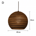 Japandi Paper Pendant Light | Brown Kraft Paper Hanging Lamp in 12 Shapes for Dining & Living Room