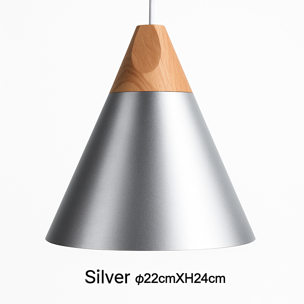 Cono Wood & Aluminum Cone Pendant Light | Modern Kitchen Island Lamp