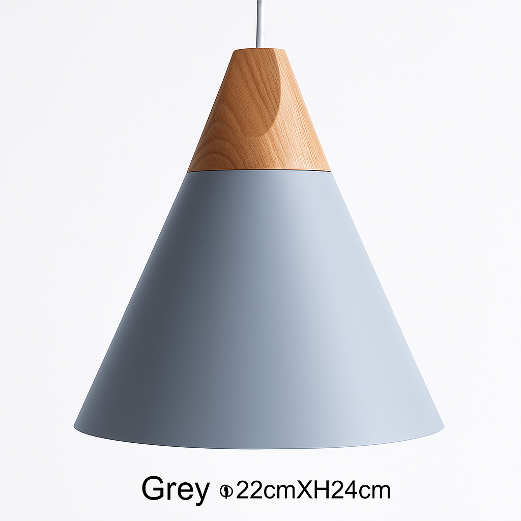 Cono Wood & Aluminum Cone Pendant Light | Modern Kitchen Island Lamp