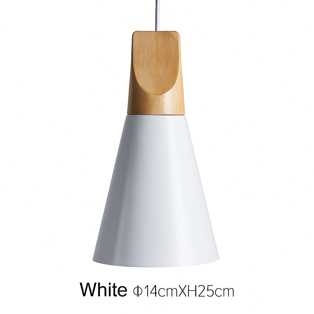 Cono Wood & Aluminum Cone Pendant Light | Modern Kitchen Island Lamp
