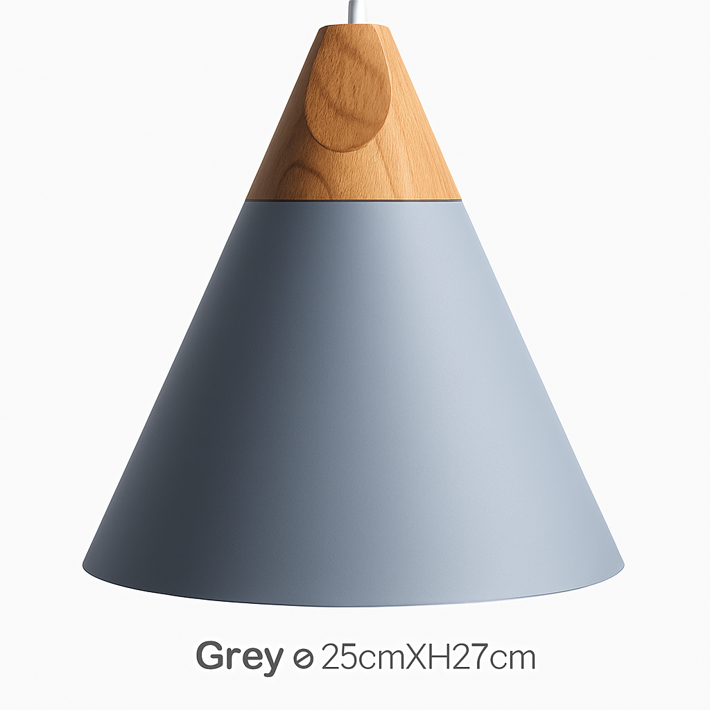 Cono Wood & Aluminum Cone Pendant Light | Modern Kitchen Island Lamp