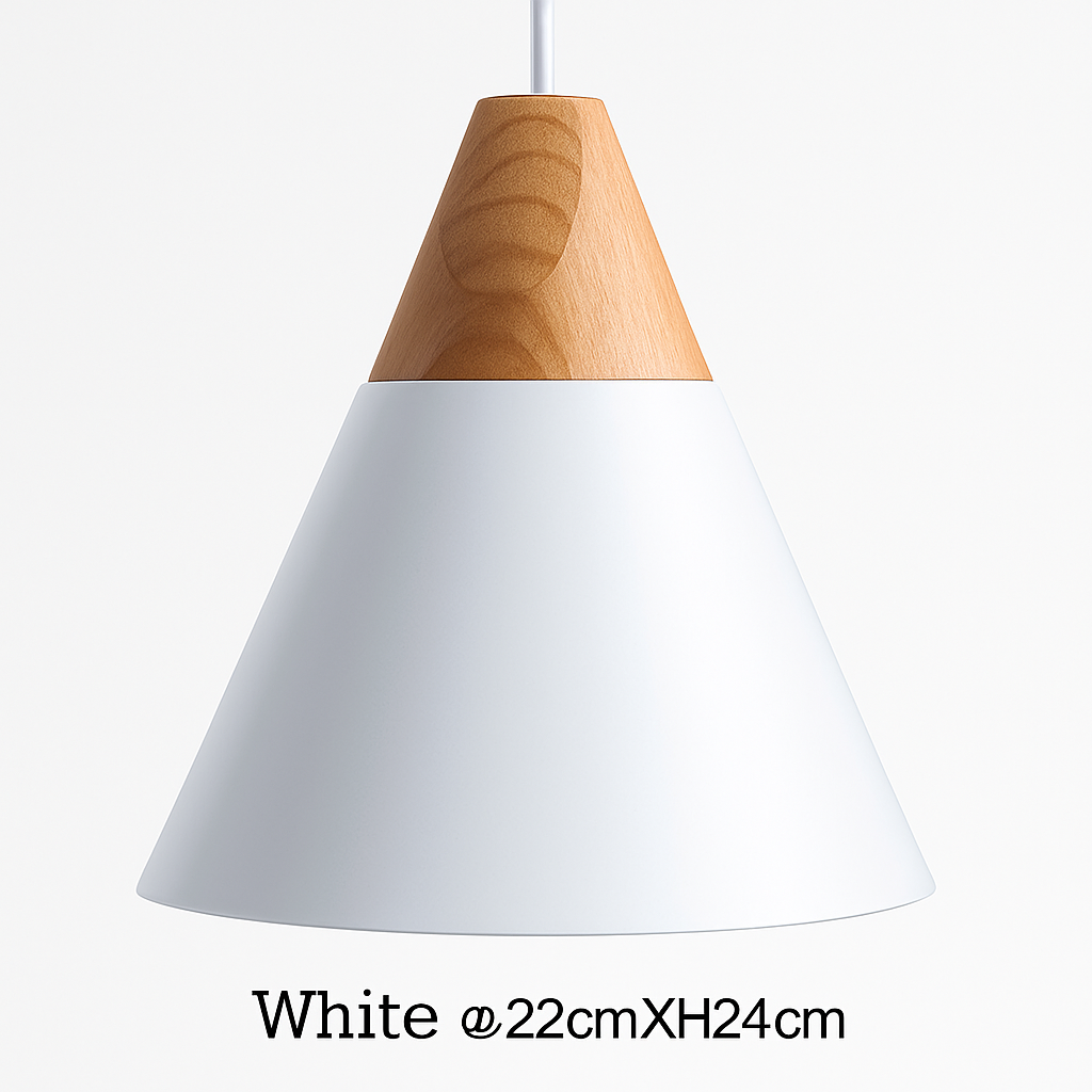 Cono Wood & Aluminum Cone Pendant Light | Modern Kitchen Island Lamp