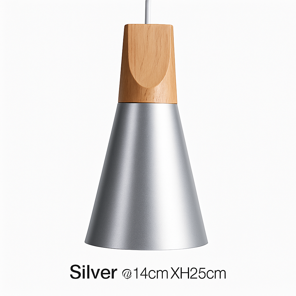 Cono Wood & Aluminum Cone Pendant Light | Modern Kitchen Island Lamp