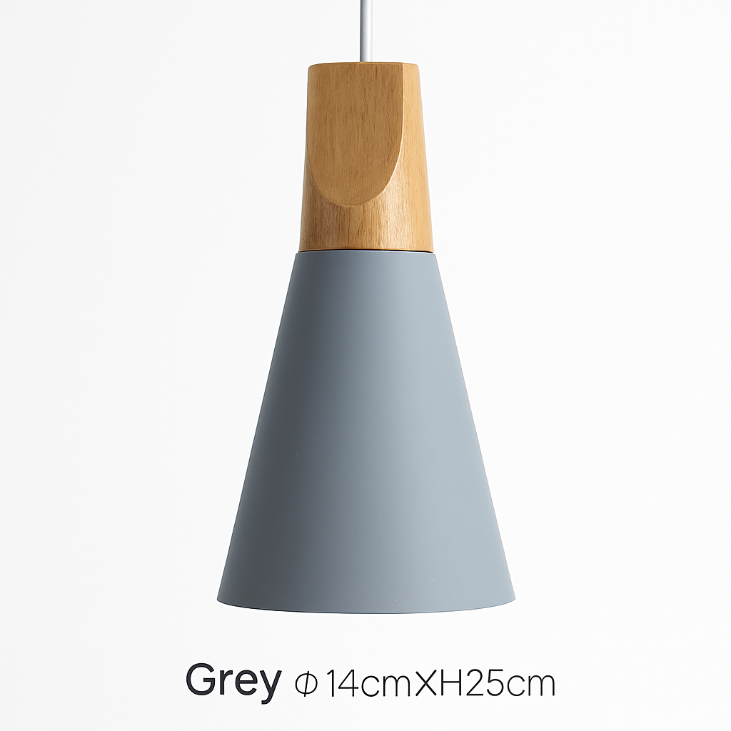 Cono Wood & Aluminum Cone Pendant Light | Modern Kitchen Island Lamp
