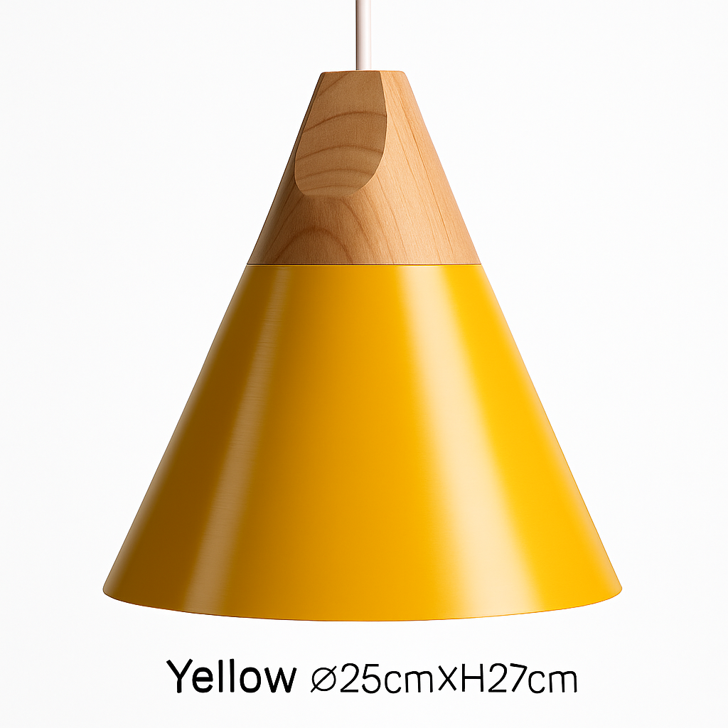 Cono Wood & Aluminum Cone Pendant Light | Modern Kitchen Island Lamp