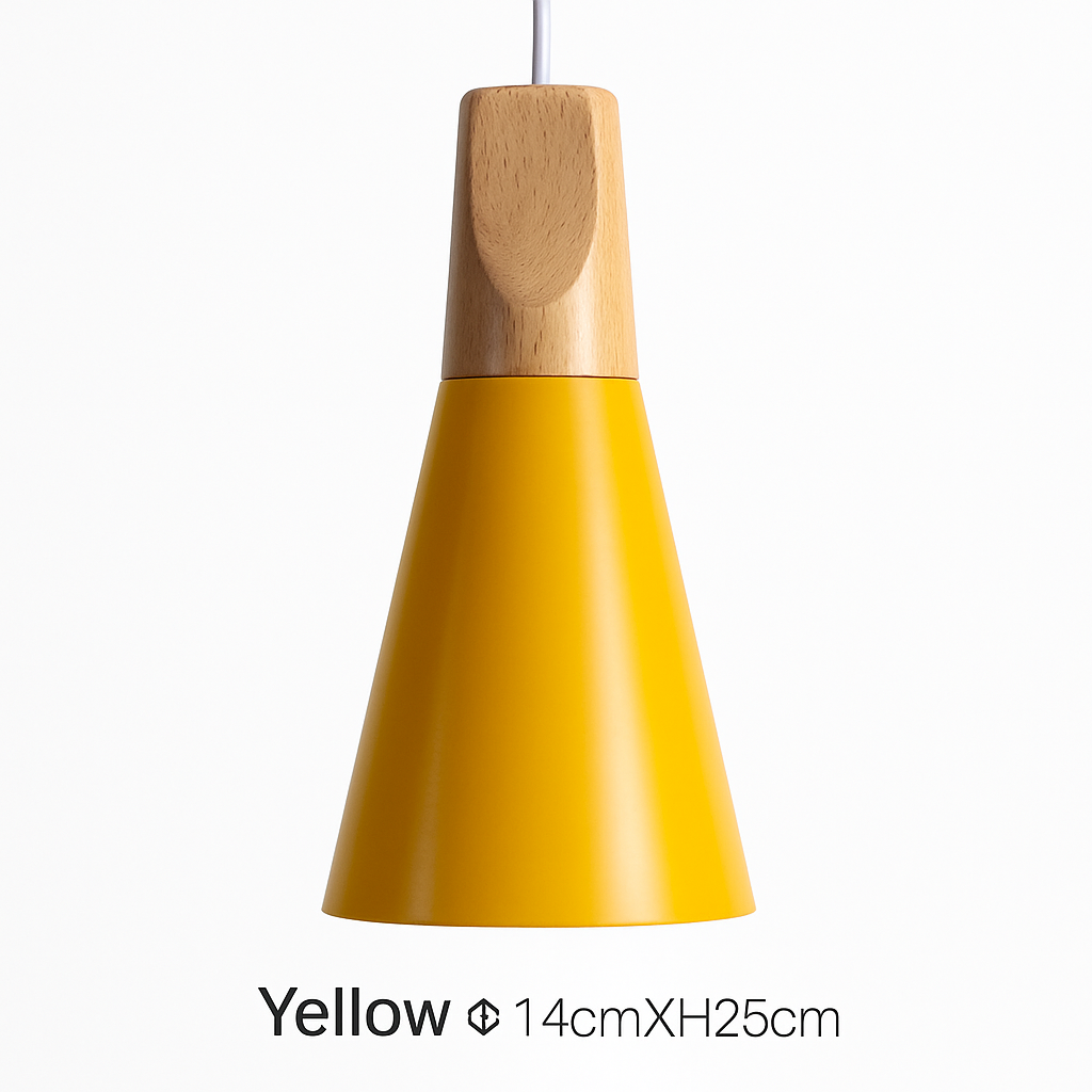 Cono Wood & Aluminum Cone Pendant Light | Modern Kitchen Island Lamp