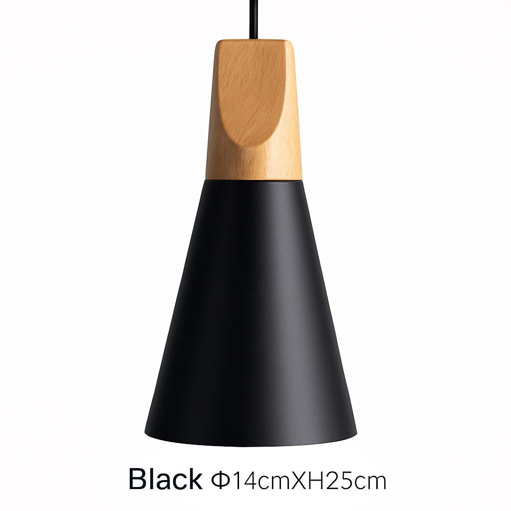 Cono Wood & Aluminum Cone Pendant Light | Modern Kitchen Island Lamp