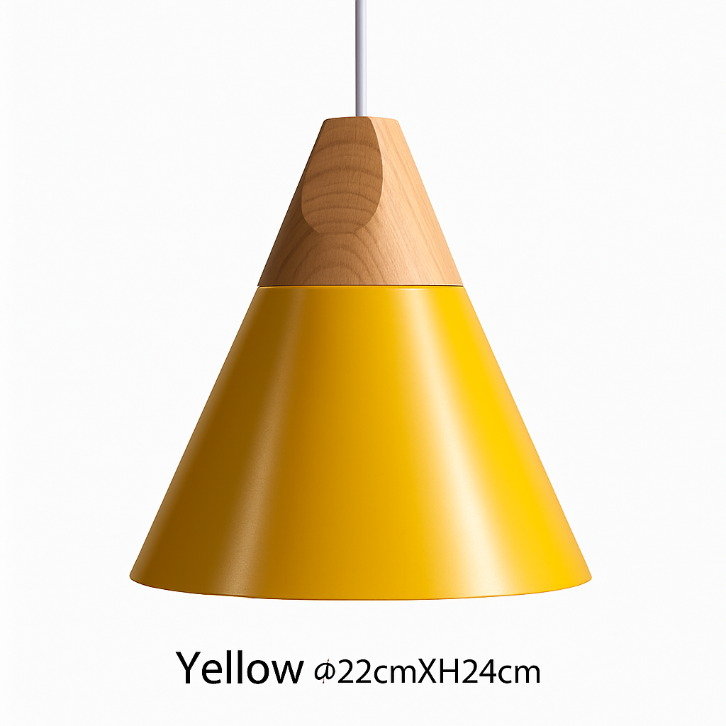 Cono Wood & Aluminum Cone Pendant Light | Modern Kitchen Island Lamp
