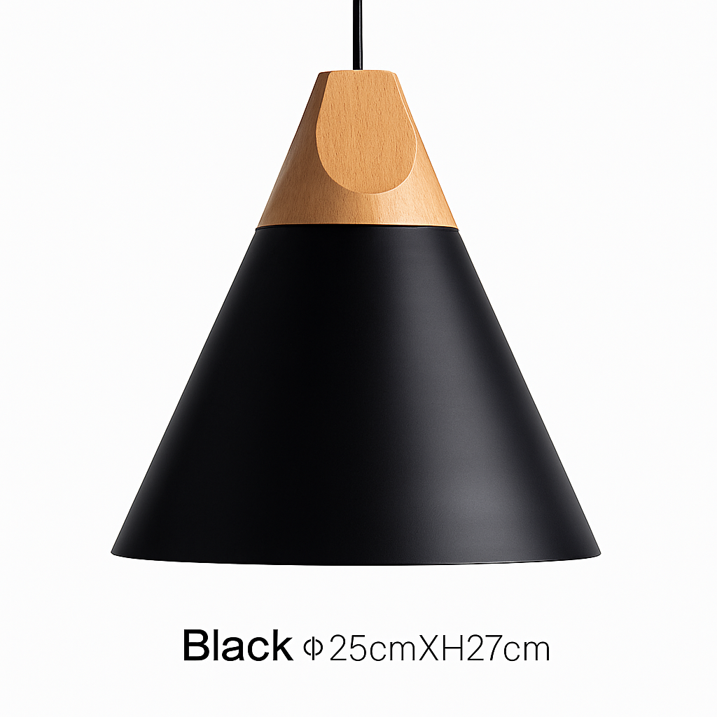 Cono Wood & Aluminum Cone Pendant Light | Modern Kitchen Island Lamp