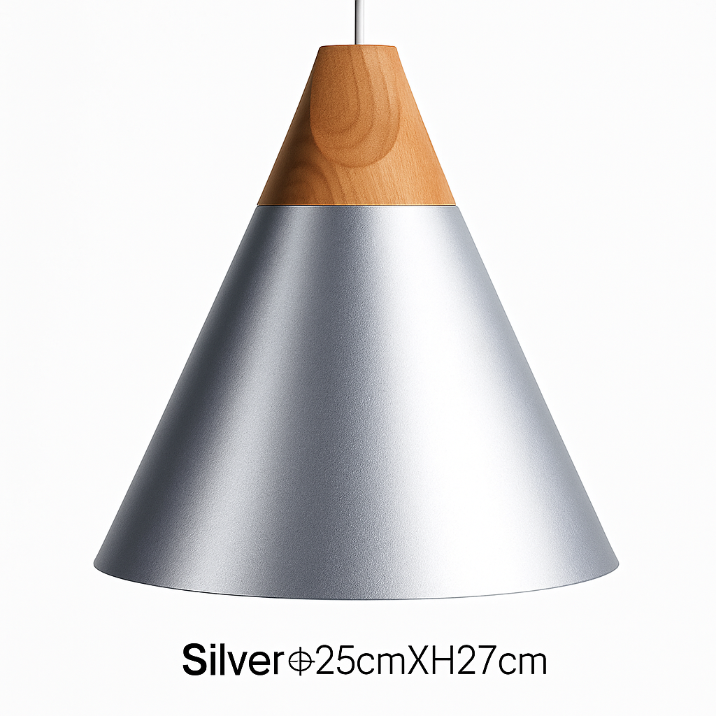 Cono Wood & Aluminum Cone Pendant Light | Modern Kitchen Island Lamp