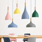 Stick Nordic Wood & Metal Pendant Light | Colorful Bar Hanging Lamp