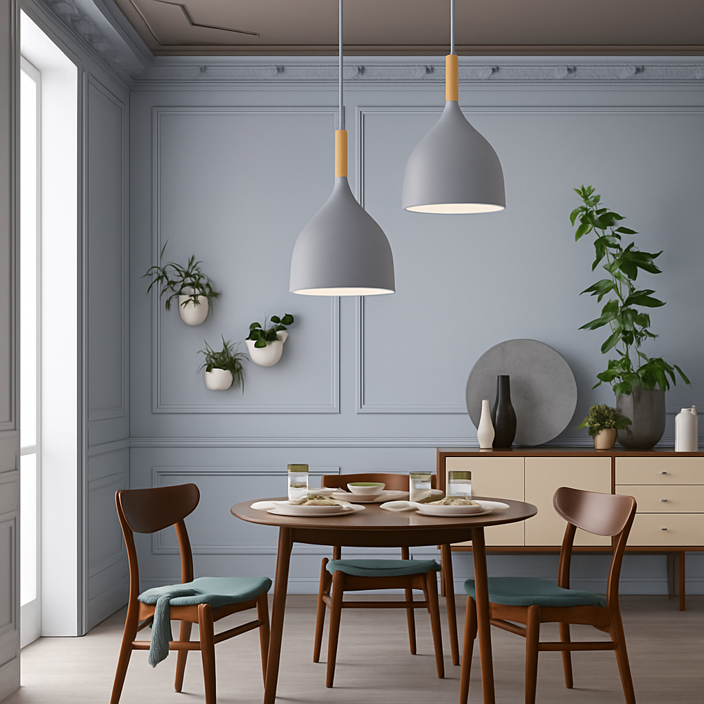 Stick Nordic Wood & Metal Pendant Light | Colorful Bar Hanging Lamp