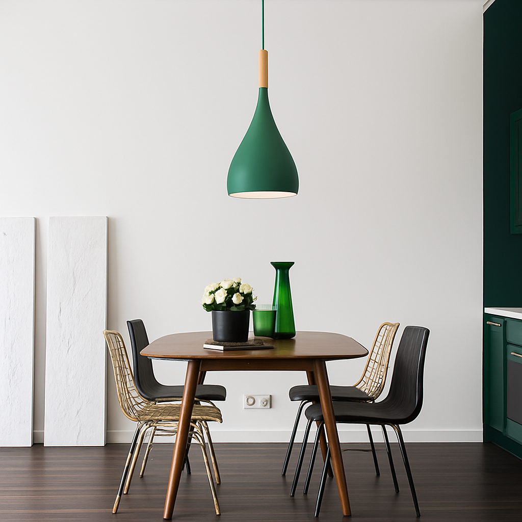Stick Nordic Wood & Metal Pendant Light | Colorful Bar Hanging Lamp