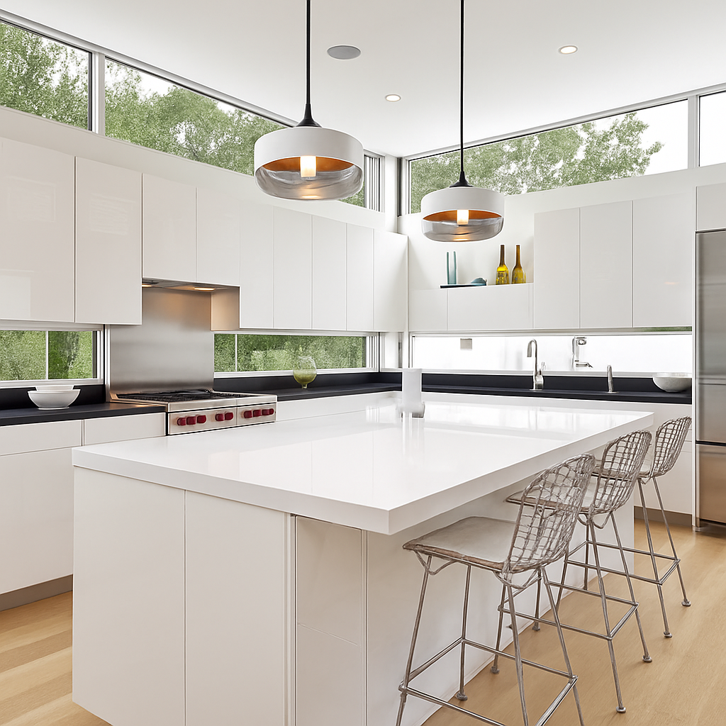 Loft Glass & Metal Pendant Light | Modern Amber or Clear Glass Kitchen Island & Dining Room Hanging Lamp