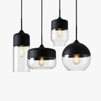 Loft Glass & Metal Pendant Light | Modern Amber or Clear Glass Kitchen Island & Dining Room Hanging Lamp