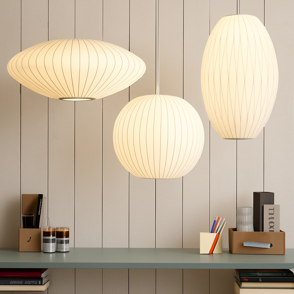 Silk Japanese Paper Pendant Light | Modern Lantern Hanging Lamp for Bedroom & Living Room