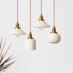 Letten Retro White Ceramic Pendant Light | Kitchen Island & Dining Room Hanging Lamp