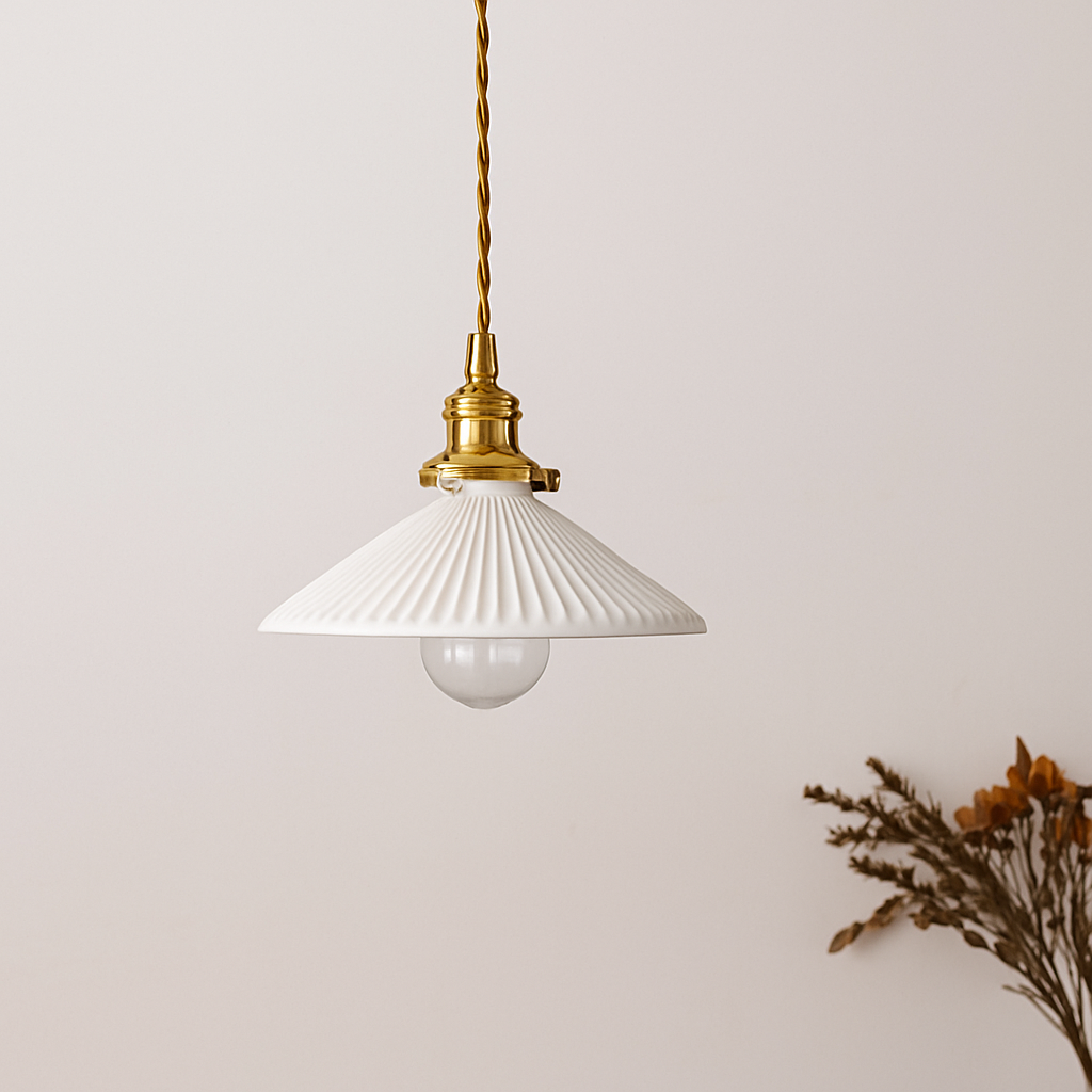 Letten Retro White Ceramic Pendant Light | Kitchen Island & Dining Room Hanging Lamp