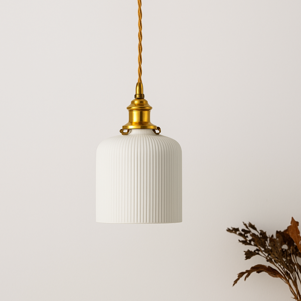 Letten Retro White Ceramic Pendant Light | Kitchen Island & Dining Room Hanging Lamp