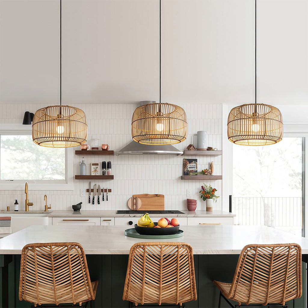 Tatami Woven Bamboo Pendant (16") - LivingLX