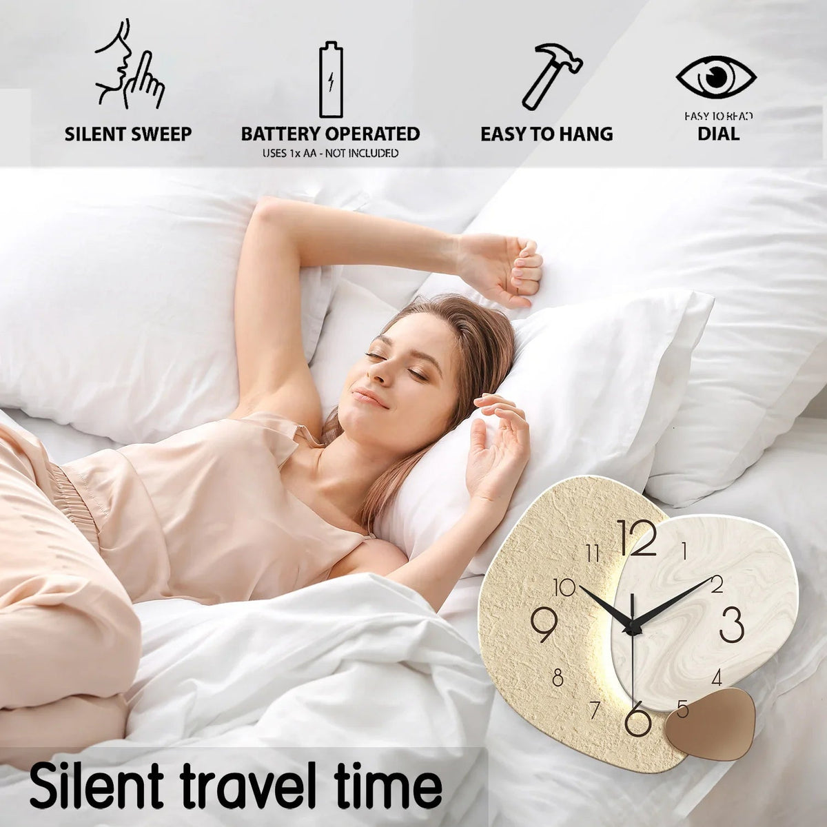 TempoStone | Modern Simple Wall Clock | Silent Quartz Design - LivingLX