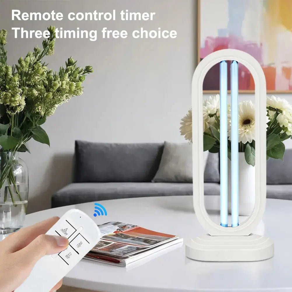UV-C Disinfection Lamp 38W – Remote Control & Timer, Black or White - LivingLX