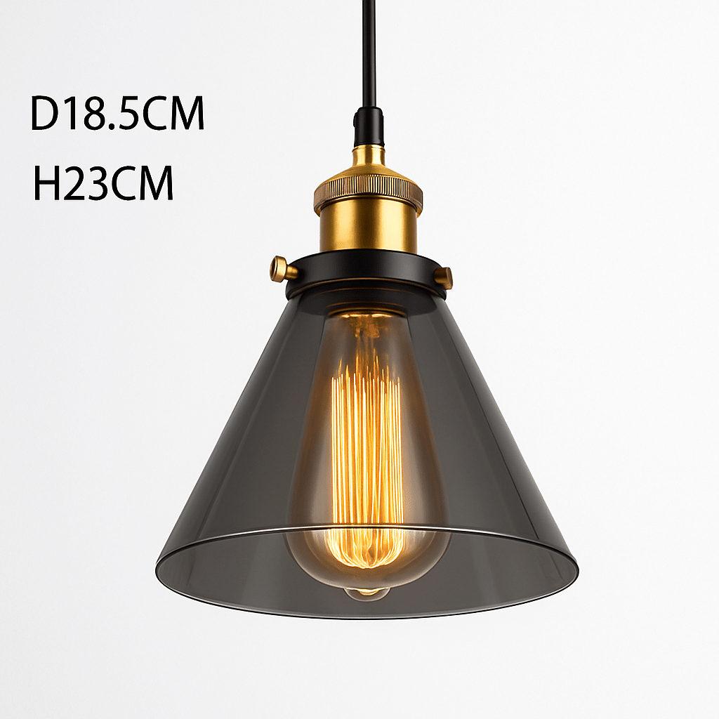 Vintage Smoked Glass Pendant Light | Retro Kitchen Island & Dining Room Hanging Lamp (5 Styles) - LivingLX