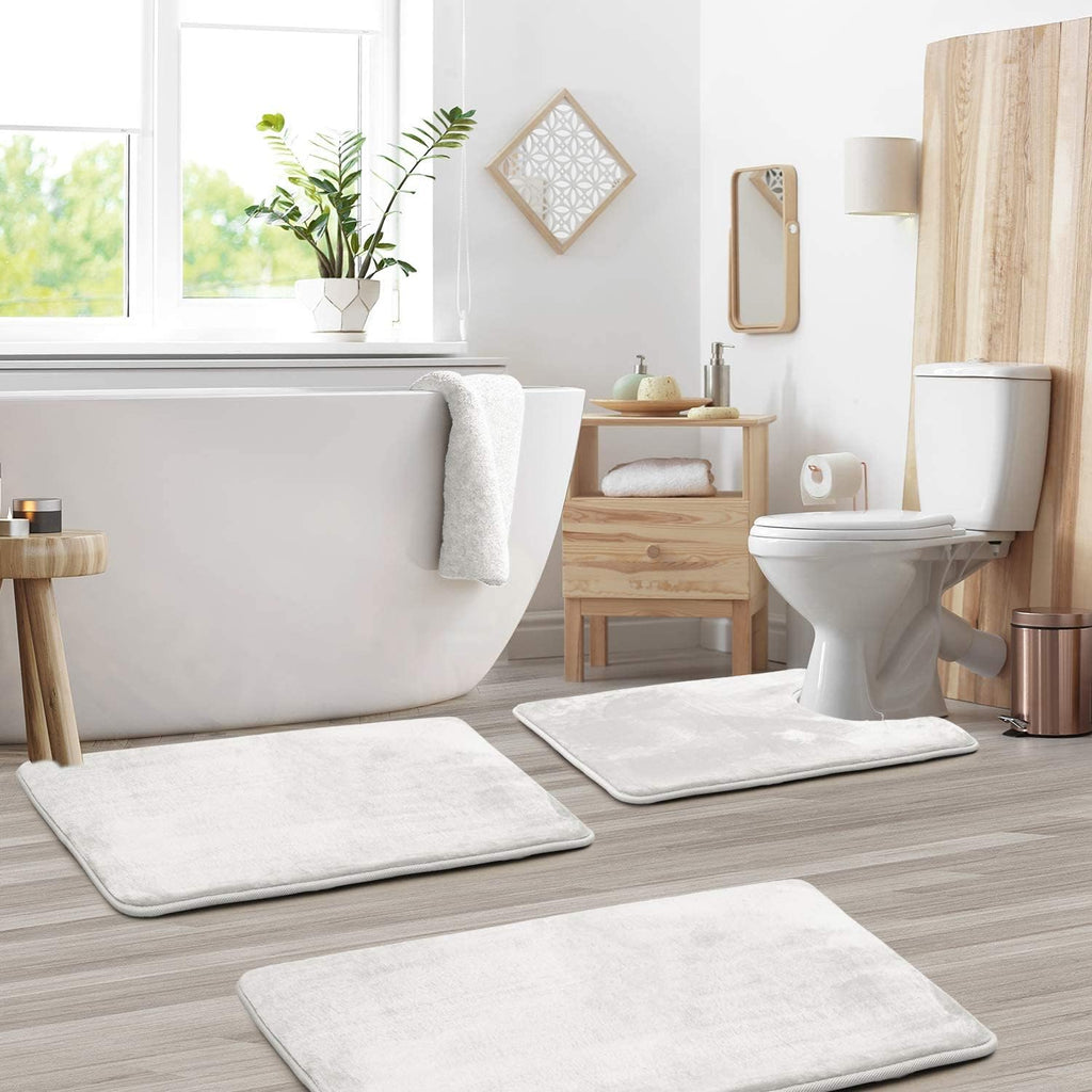 VelvaLuxe Memory Foam 3-Piece Bath Mat Set