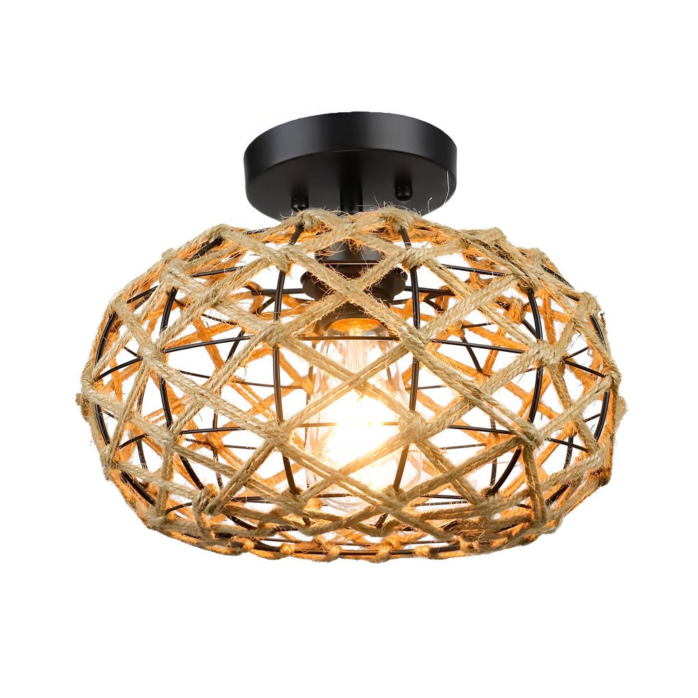 Willow Woven Rope Semi-Flush Mount (12") - LivingLX