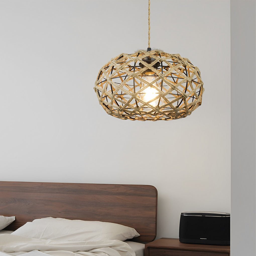 Willow Woven Rope Semi-Flush Mount (12") - LivingLX