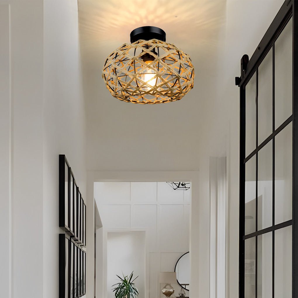 Willow Woven Rope Semi-Flush Mount (12") - LivingLX